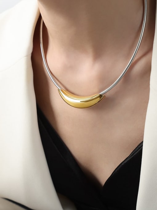 P1604 Steel Gold Necklace 40cm Titanium Steel Geometric Trend Choker Necklace