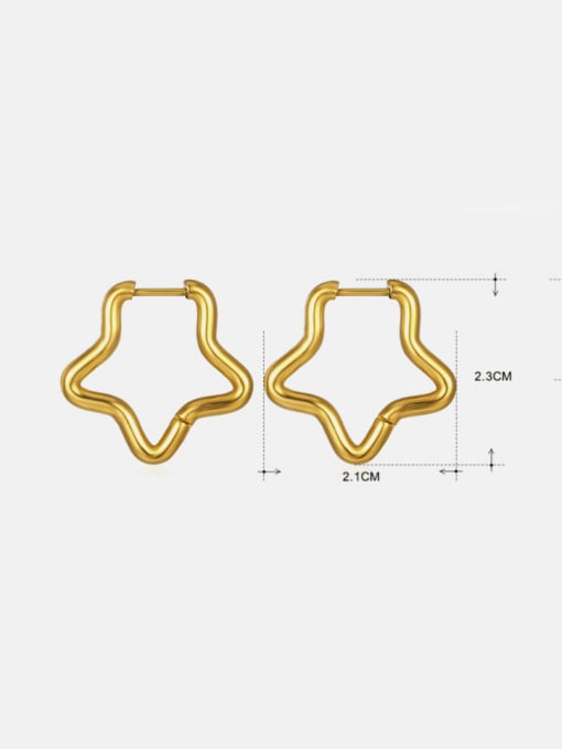 Golden Five pointed Star Earrings Stainless steel  Hollow  Pentagram Hip Hop Huggie Earring