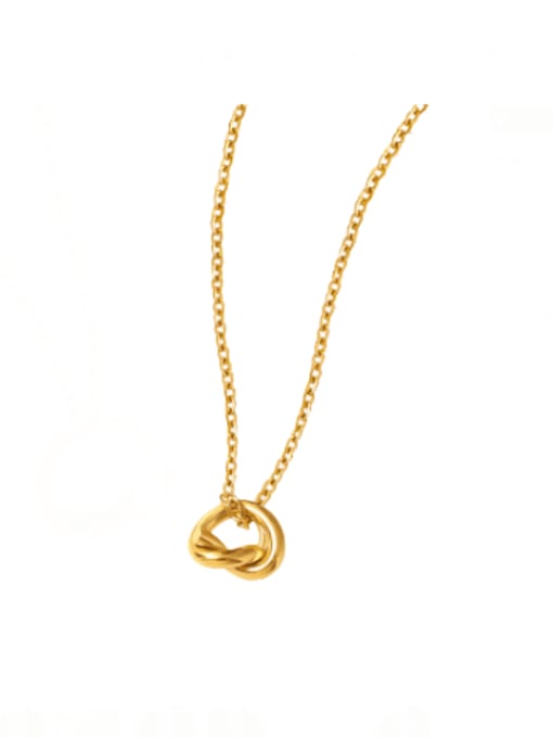 P213 gold small circle Necklace 40 +5cm Titanium Steel Geometric Vintage Necklace