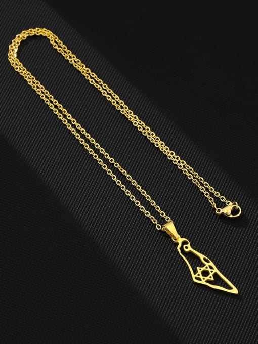 SONYA-Map Jewelry Titanium Steel Medallion Ethnic Map Of Israel Pendant Necklace 2