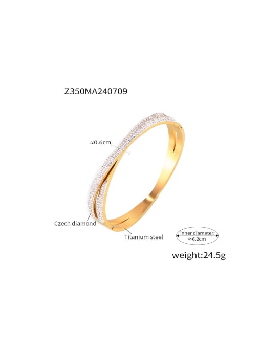 Z350 Gold Titanium Steel Cubic Zirconia Geometric Dainty Band Bangle