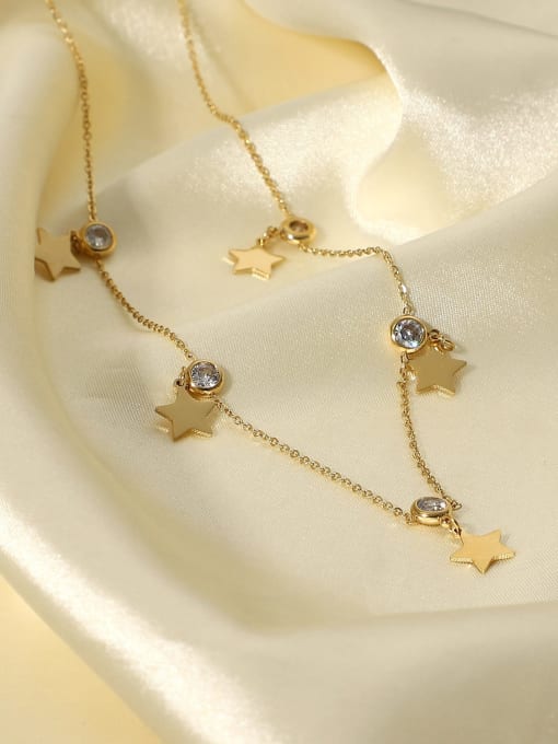J&D Stainless steel Rhinestone Star Minimalist Five-Pointed Star Pendant Necklace 1