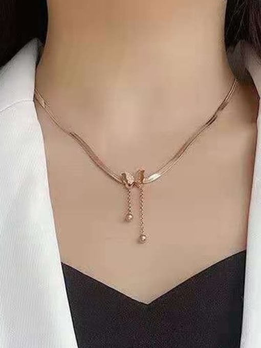K.Love Titanium Steel Butterfly Vintage Tassel Necklace 1