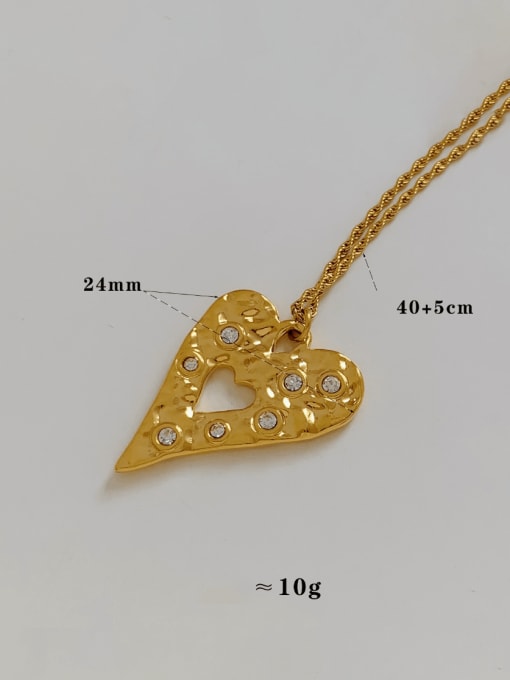 KDD1098 Golden Heart White Diamond Stainless steel Irregular Hip Hop Necklace