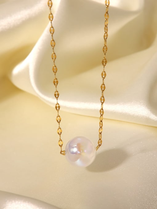 J&D Stainless steel Imitation Pearl Round Minimalist Necklace 0