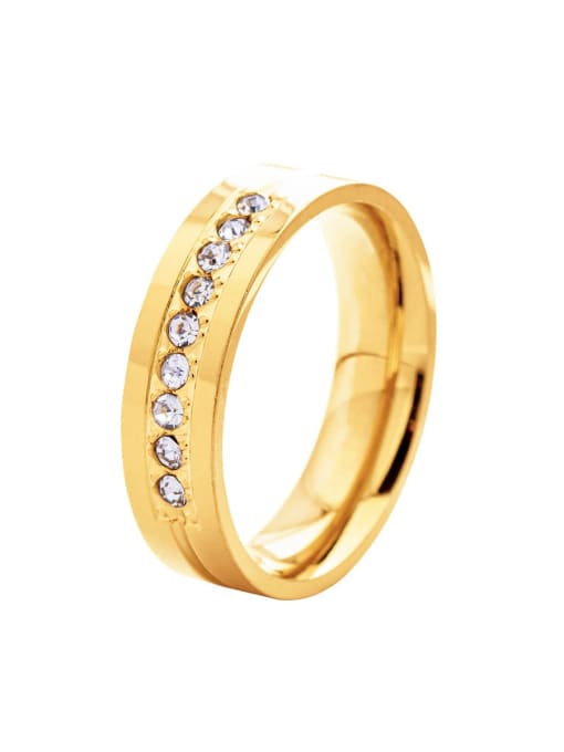 Gold belt diamond Stainless steel Rhinestone Geometric Minimalist Band Ring