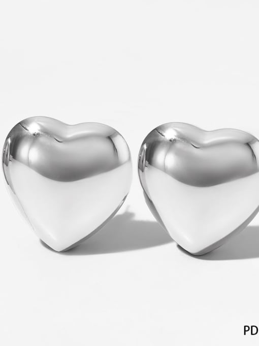 钢色PDE1969 Stainless steel Heart Trend Stud Earring
