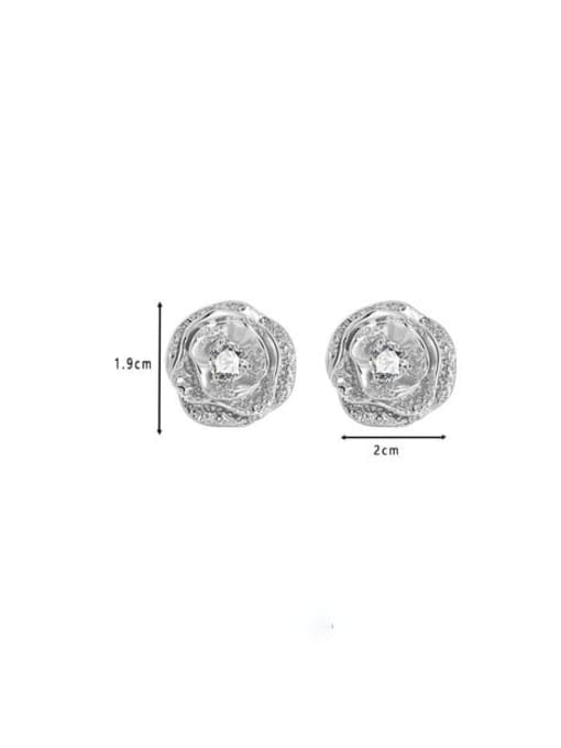 Clioro Brass Cubic Zirconia Flower Dainty Stud Earring 3