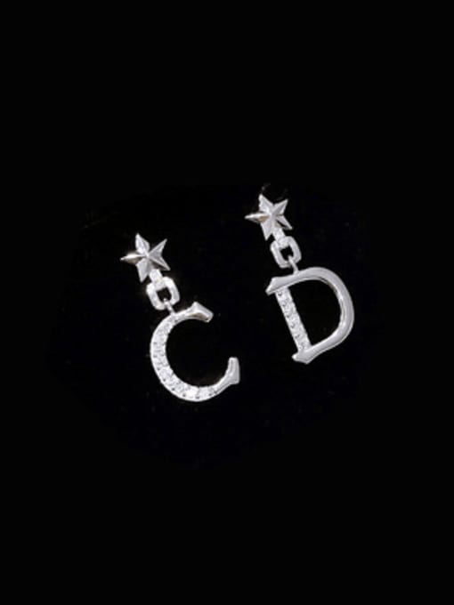 H00644 steel Brass Cubic Zirconia Letter Vintage Drop Earring