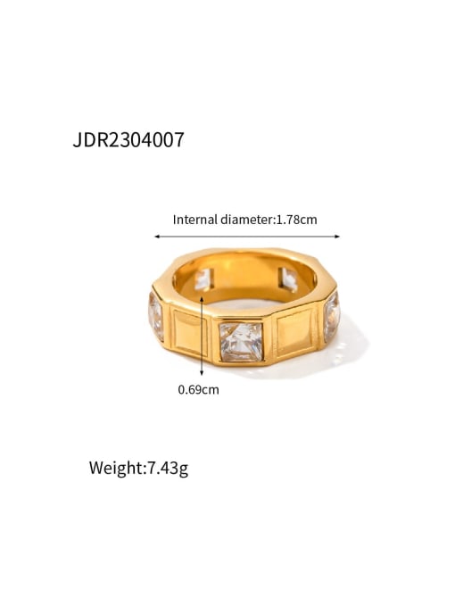 J&D Stainless steel Cubic Zirconia Geometric Trend Band Ring 1