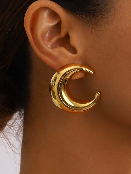 J&D Stainless steel Moon Minimalist Stud Earring 1