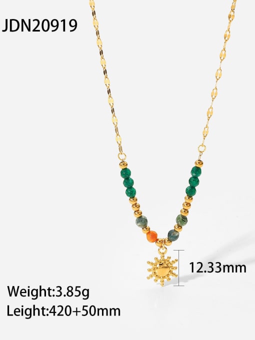 J&D Stainless steel Bead Flower Minimalist Sun Pendant Necklace 2