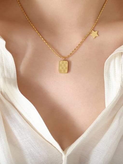 P1211 gold necklace 40 +5cm Titanium Steel Geometric Trend Necklace