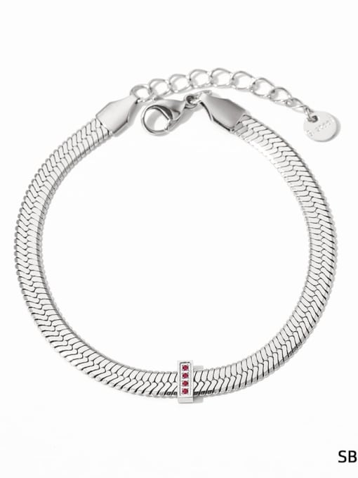 SBP112 Steel+ Red Stainless steel Snake Bone Chain Minimalist Link Bracelet