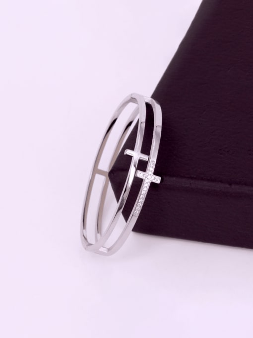 K.Love Titanium Steel Cubic Zirconia Cross Minimalist Set Bangle 3