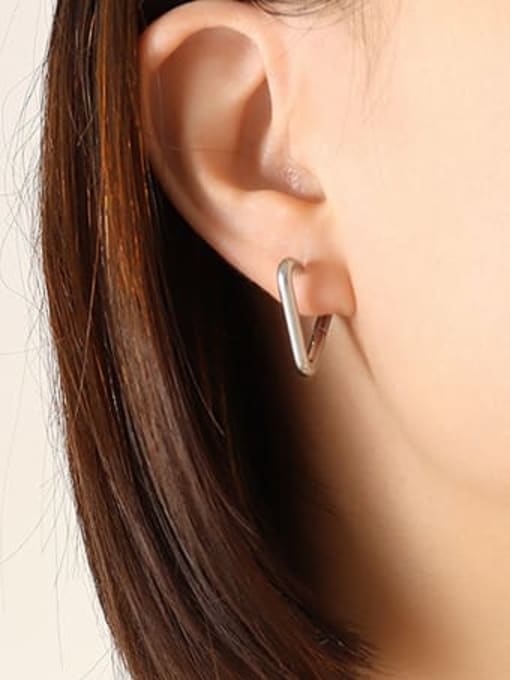 F613 steel pointed triangular Earrings Titanium Steel Hollow Geometric Vintage Huggie Earring