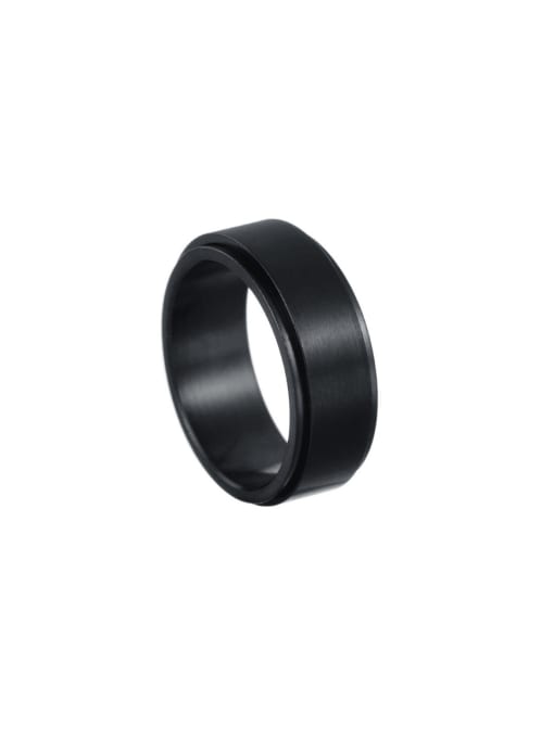 Matte black Stainless steel Geometric Hip Hop Band  Rotation Men's Ring