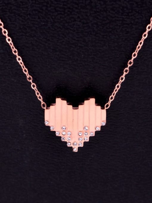K.Love Titanium Steel Rhinestone Heart Minimalist Necklace 1