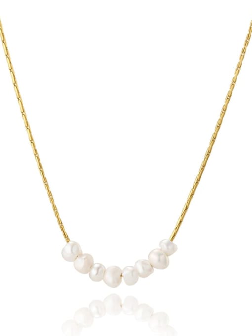 SN22041901 Stainless steel Freshwater Pearl Geometric Dainty Necklace