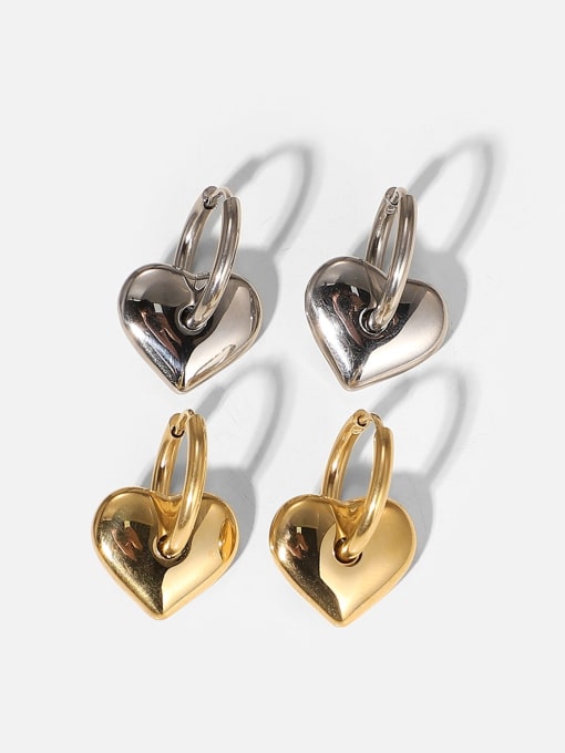 J&D Stainless steel Heart Vintage Huggie Earring 3