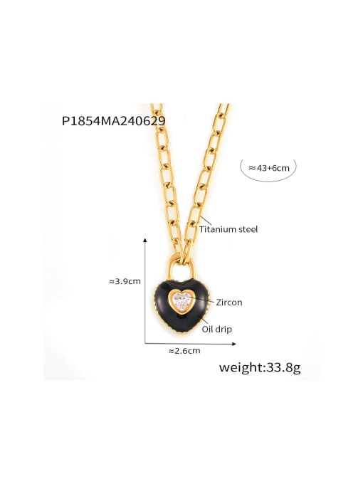 MAKA Titanium Steel Cubic Zirconia Heart Trend Necklace 3