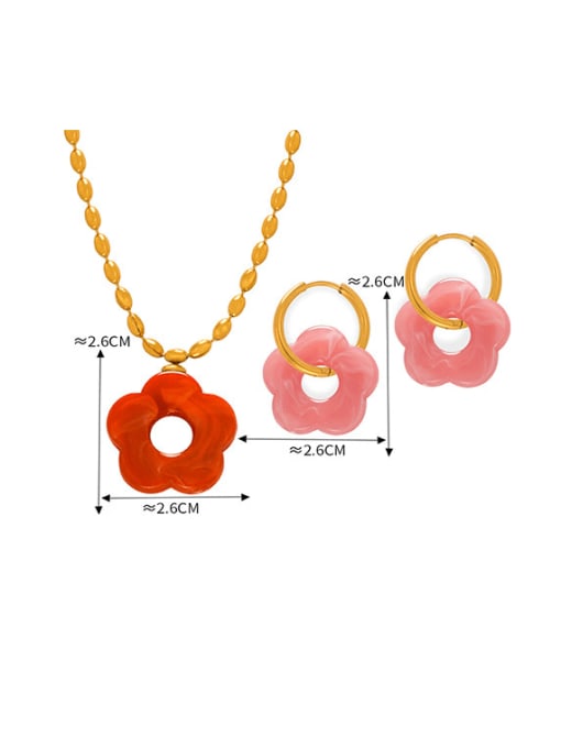 MAKA Brass Resin Flower Minimalist  Earring and Necklace Set 3