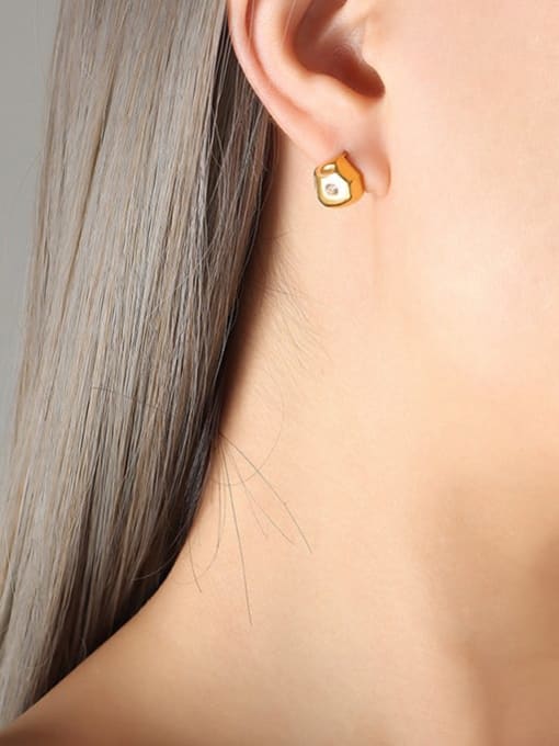 A pair of gold earrings Titanium Steel Cubic Zirconia Geometric Trend Stud Earring