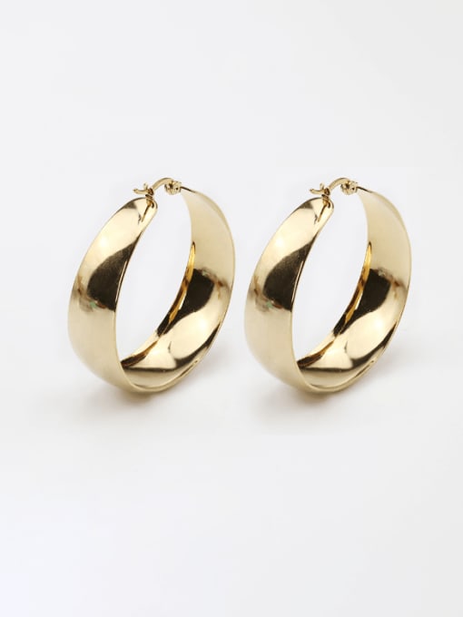 Large face width gold 40mm pair Titanium Steel Round Minimalist Hoop Earring