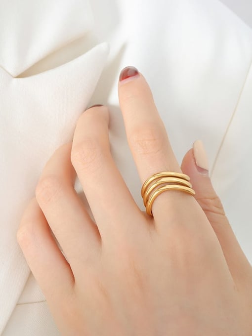 A480 Gold Ring Titanium Steel Geometric Trend Band Ring