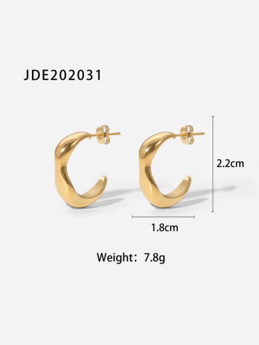 J&D Stainless steel Geometric Minimalist C Shape Stud Earring 2