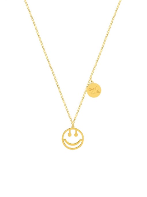 MAKA Titanium 316L Stainless Steel Smiley Minimalist Necklace with e-coated waterproof 0