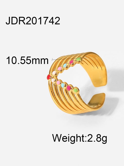 JDR201742 Stainless steel Enamel Geometric Trend Band Ring