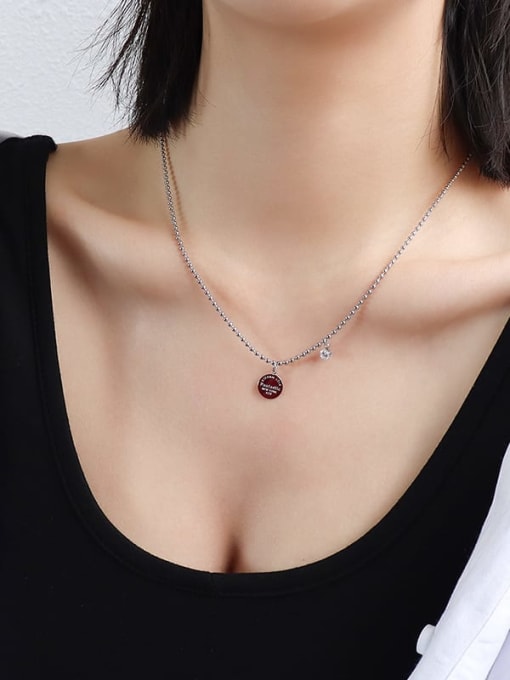 P601 small steel 40+5cm Titanium 316L Stainless Steel Geometric Minimalist Necklace with e-coated waterproof