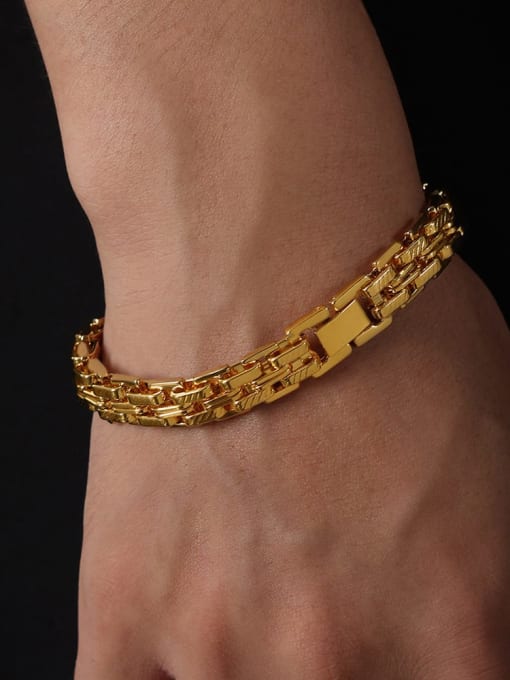 Gold diagonal Japanese buckle bracelet Titanium Steel Geometric Trend Link Bracelet