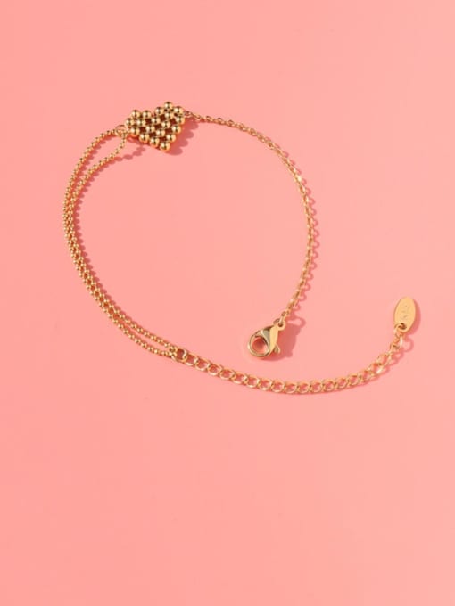 Gold bracelet 15 cm Titanium 316L Stainless Steel Bead Heart Vintage Link Bracelet with e-coated waterproof