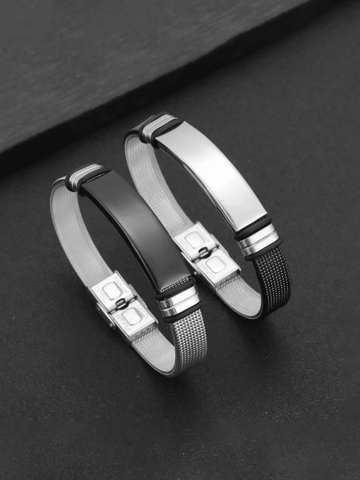 SM-Men's Jewelry Titanium Steel Geometric Hip Hop Wristband Bracelet 1
