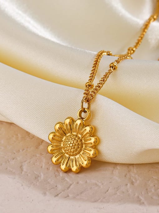 J$L  Steel Jewelry Stainless steel Sun Flower Vintage Necklace 1