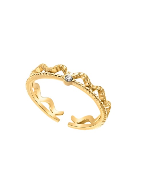 SR21092202G Stainless steel Crown Minimalist Stackable Ring
