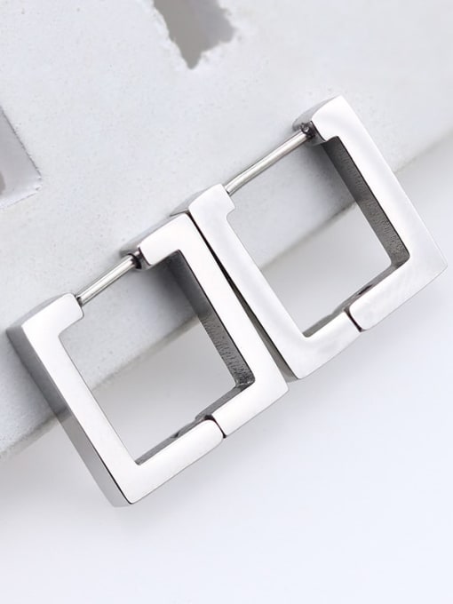 Square steel one  14mm Stainless steel Geometric Minimalist Single Earring(Single-Only One)