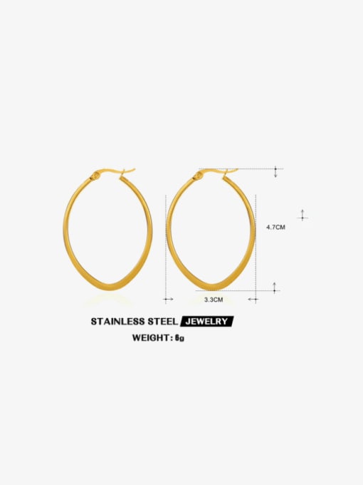 Gold oval earrings Stainless steel Heart Minimalist Stud Earring