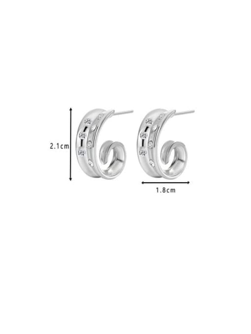 QJM Brass Cubic Zirconia Geometric Trend Stud Earring 3