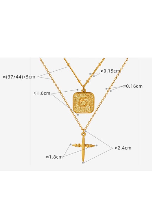 MAKA Titanium Steel Cross Minimalist Multi Strand Necklace 2