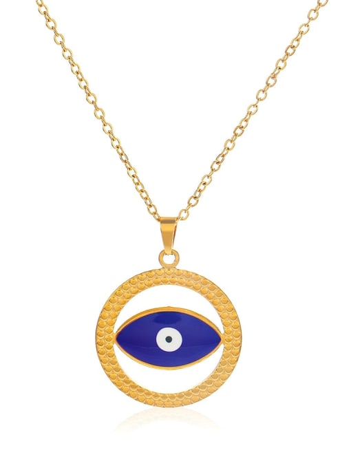 J$L  Steel Jewelry Stainless steel Enamel Evil Eye Geometric Vintage Necklace 0