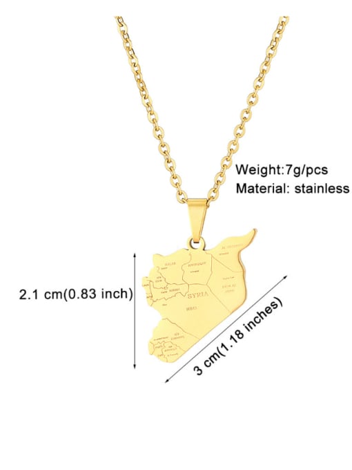 SONYA-Map Jewelry Titanium Steel Medallion Ethnic Map of Syria Pendant Necklace 4