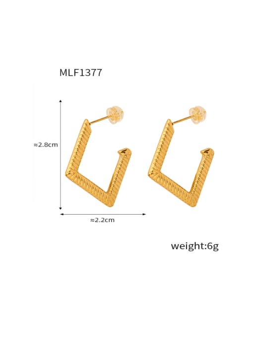 F1377 Diamond Stripe Gold Earrings Titanium Steel Geometric Minimalist Drop Earring