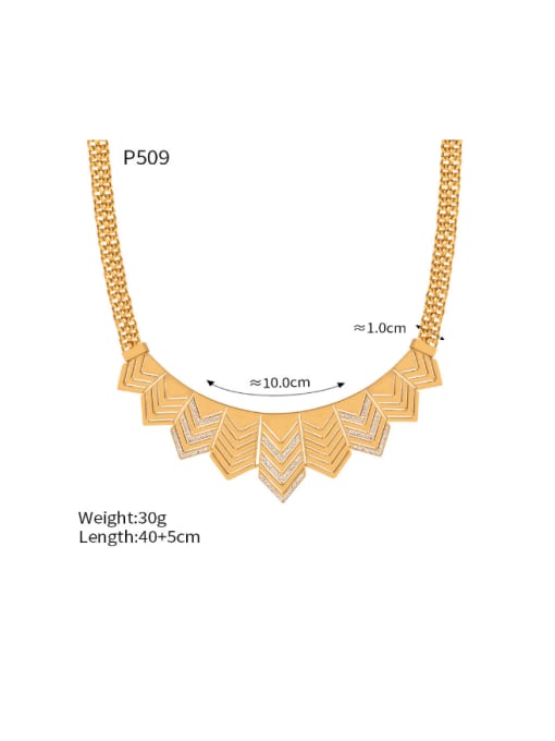 P509 Golden Necklace Titanium Steel Cubic Zirconia Hip Hop Irregular Bracelet and Necklace Set