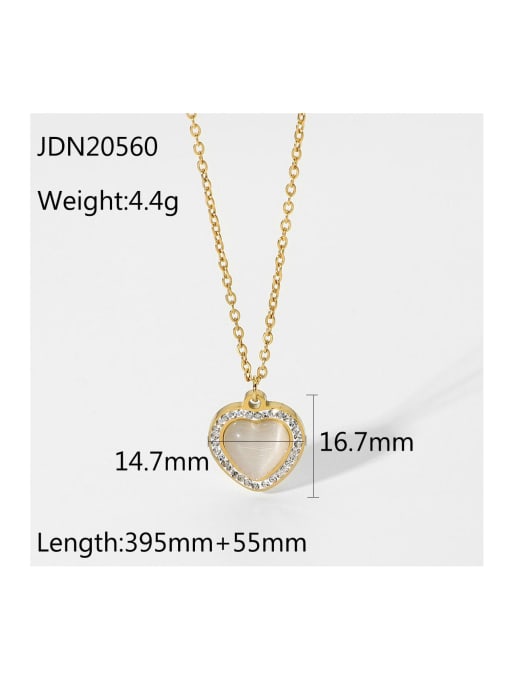 J&D Stainless steel Cats Eye Heart Dainty Necklace 2