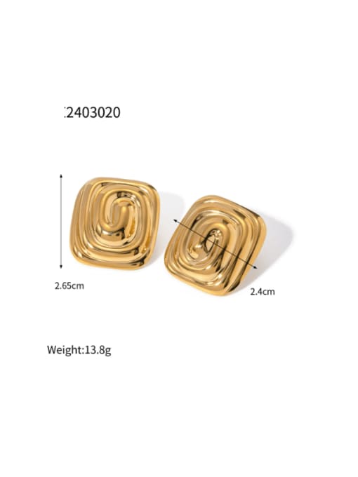 JDE2403020 gold Stainless steel Geometric Hip Hop Stud Earring
