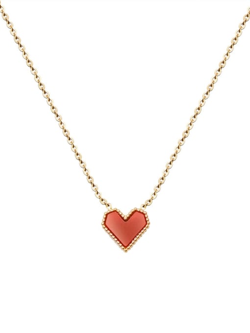 MAKA Titanium 316L Stainless Steel AcrylicHeart Minimalist Necklace with e-coated waterproof 0