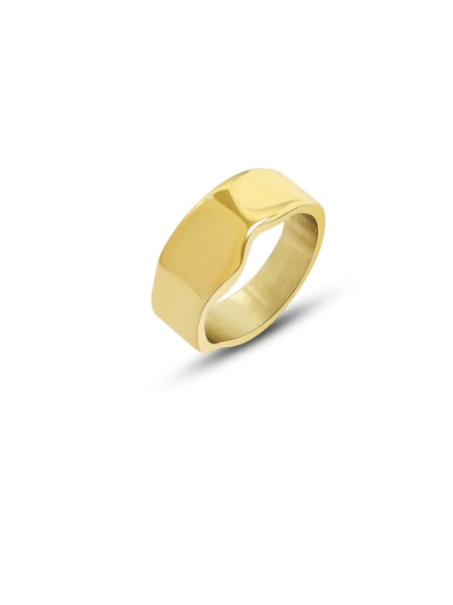 Gold ring Titanium 316L Stainless Steel Geometric Minimalist Band Ring with e-coated waterproof